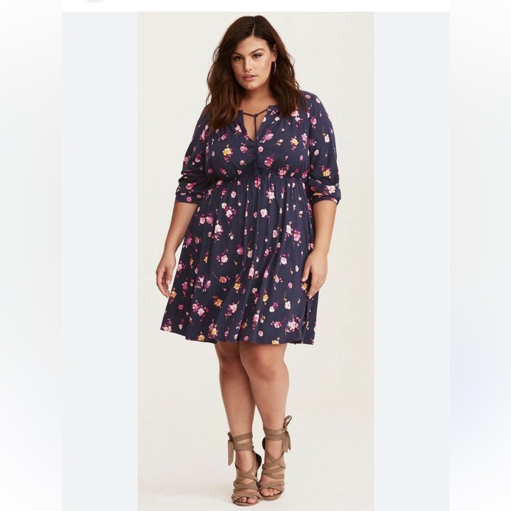 Floral Print Navy Dress
